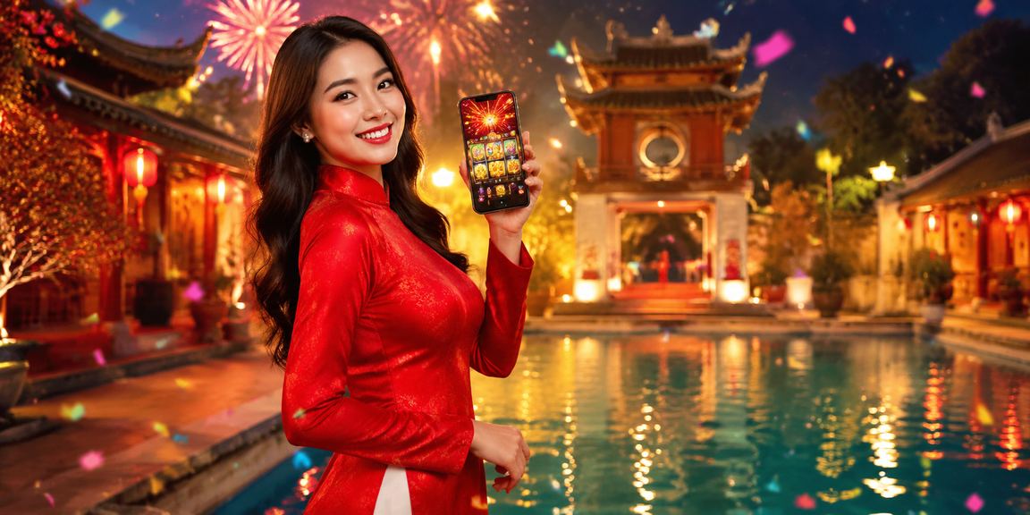 Phụ nữ Hà Nội trong trang phục áo dài chơi slot game trên điện thoại